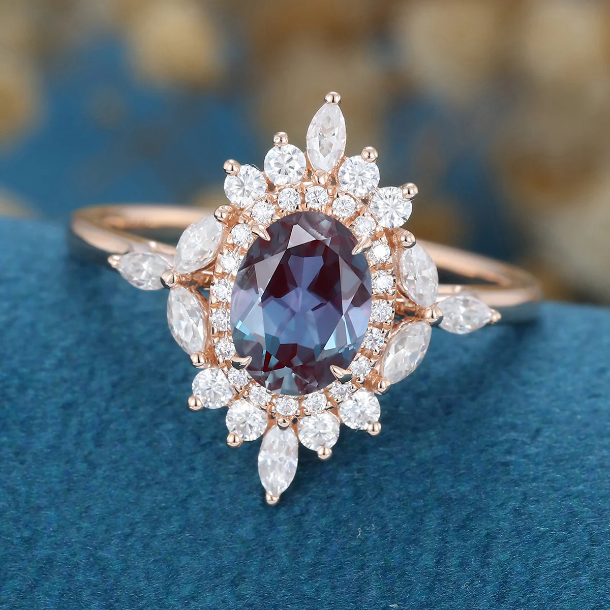 1.0Carat Oval cut Alexandrite Engagement ring - Image 5