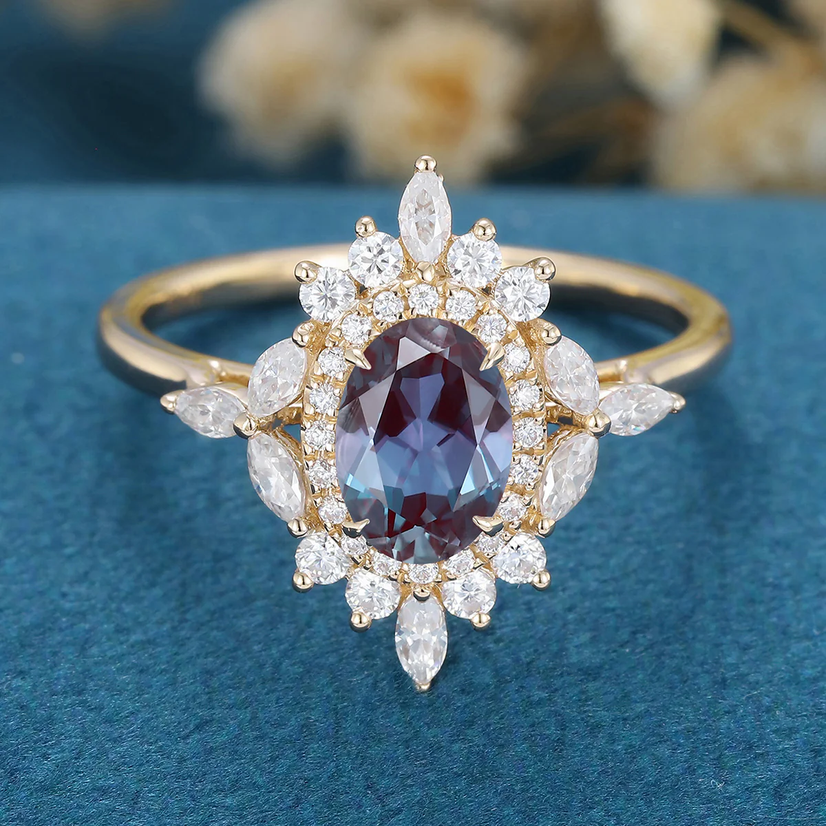 1.0Carat Oval cut Alexandrite Engagement ring - Image 7