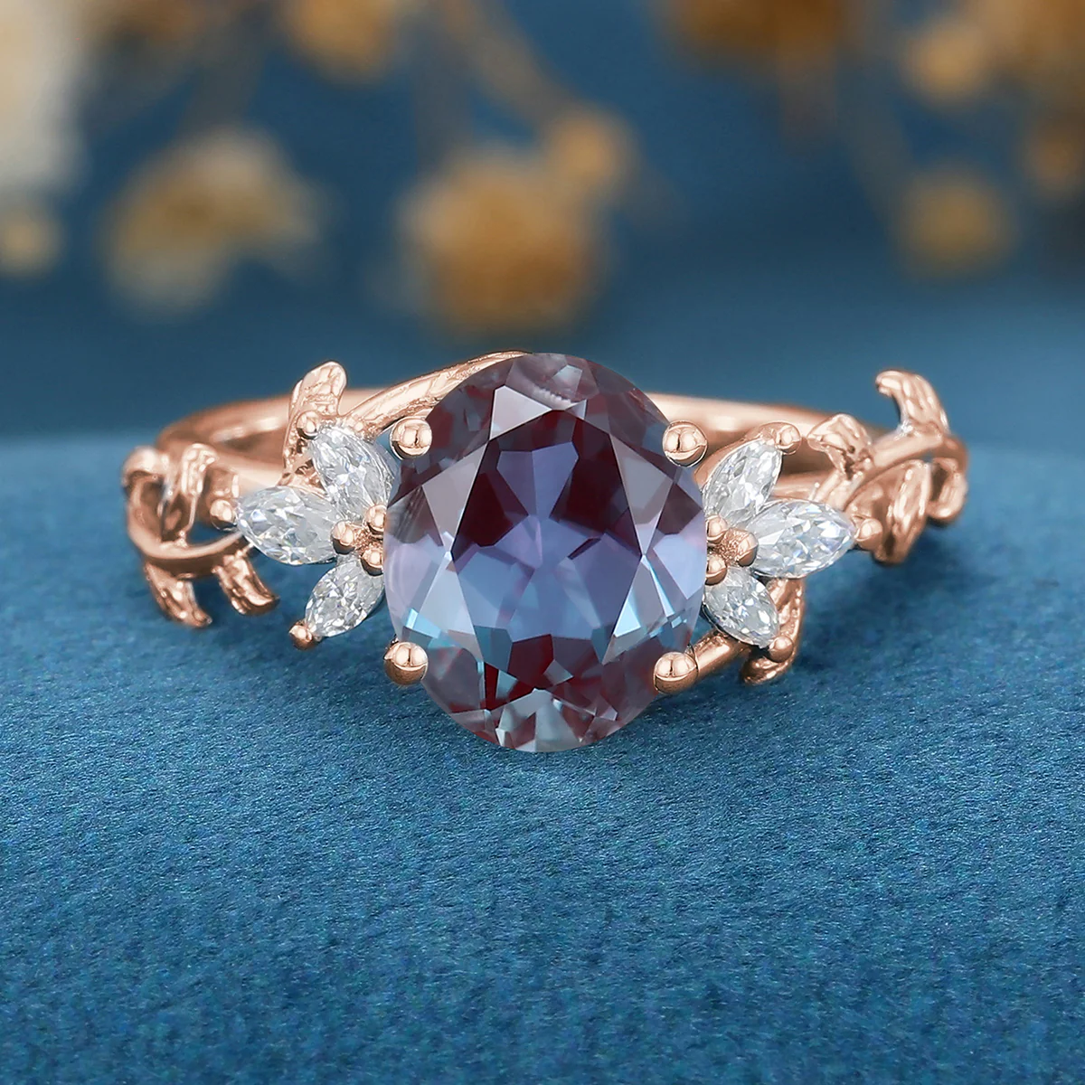 Oval cut Lab Alexandrite Engagement ring - Image 7