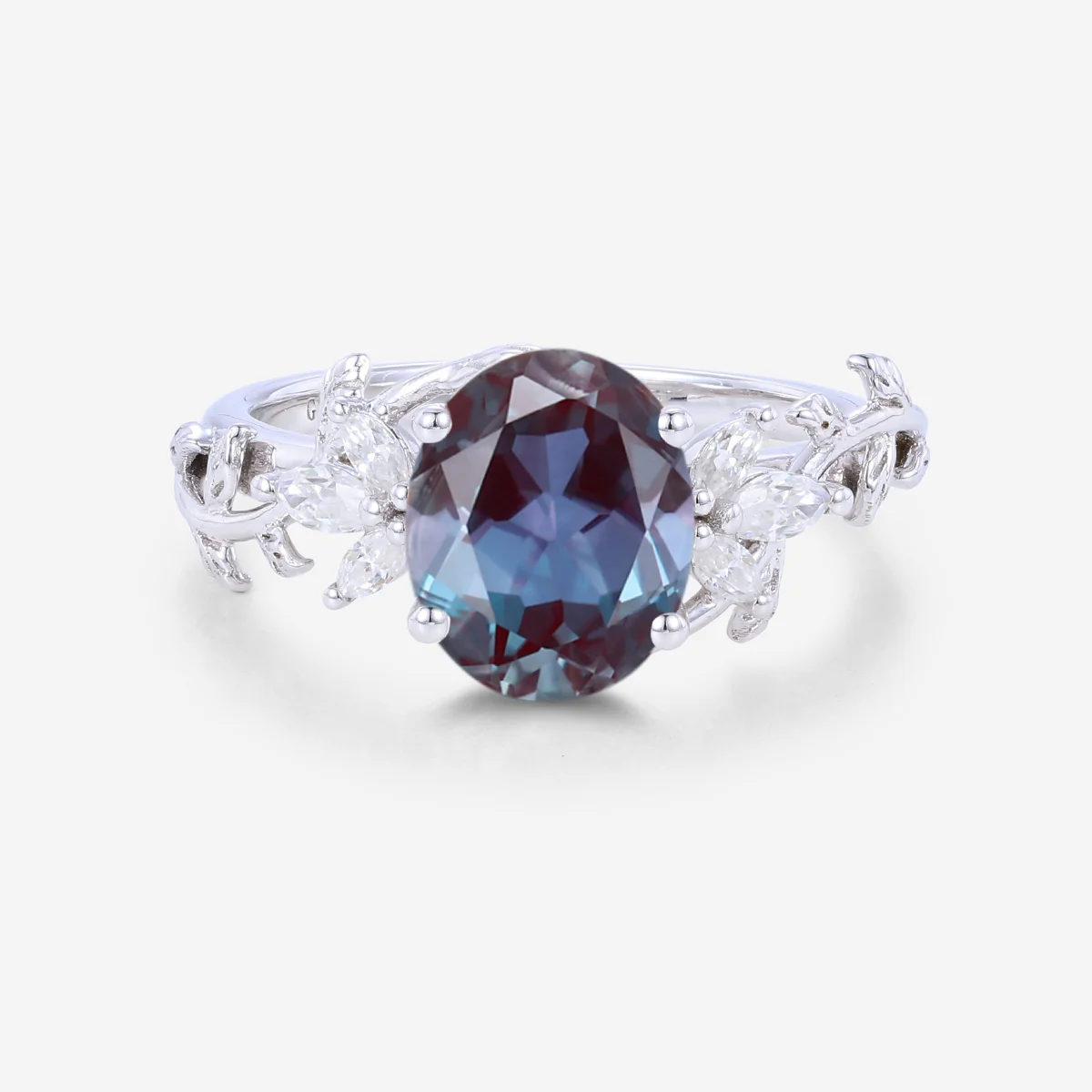 Oval cut Lab Alexandrite Engagement ring - Image 8