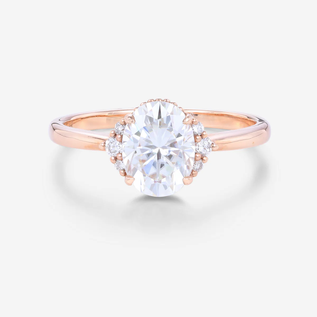 1.5Carat Oval cut Moissanite Cluster Engagement Ring