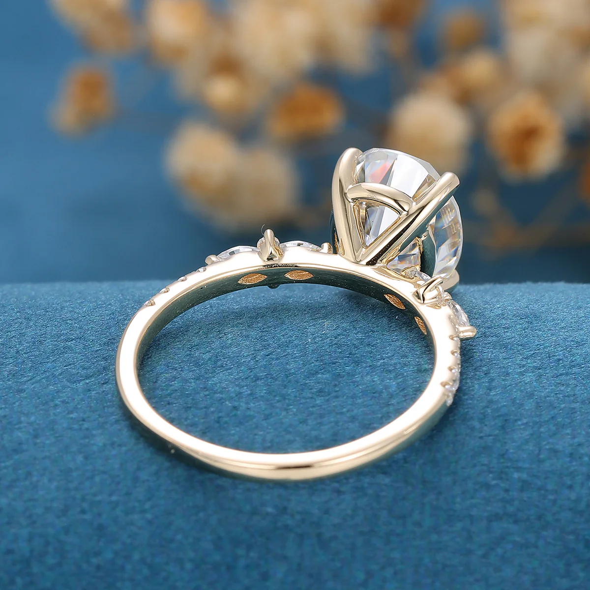 Oval cut Moissanite Half eternity Engagement Ring - Image 5