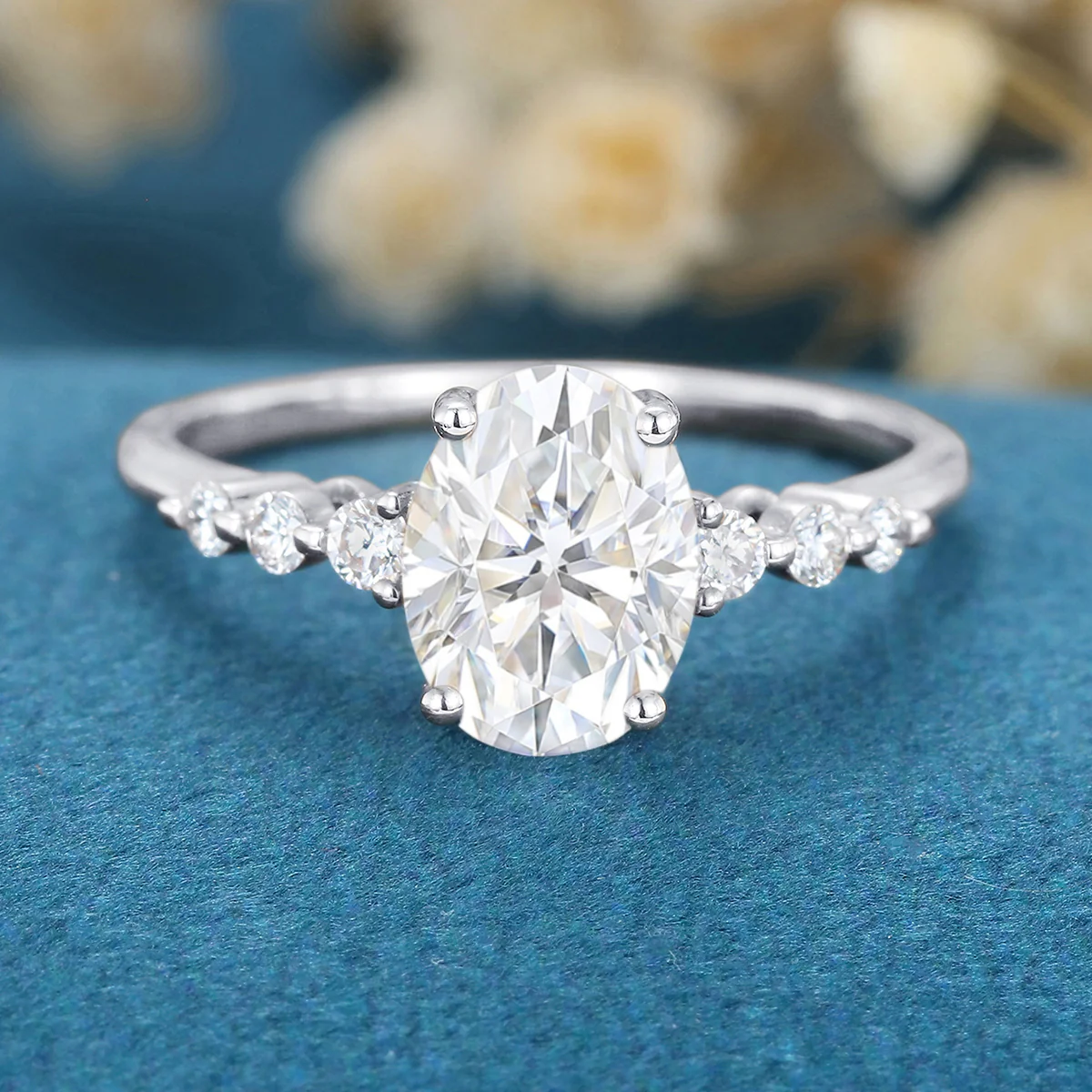 1.5Carat Oval cut Moissanite Engagement Ring - Image 9