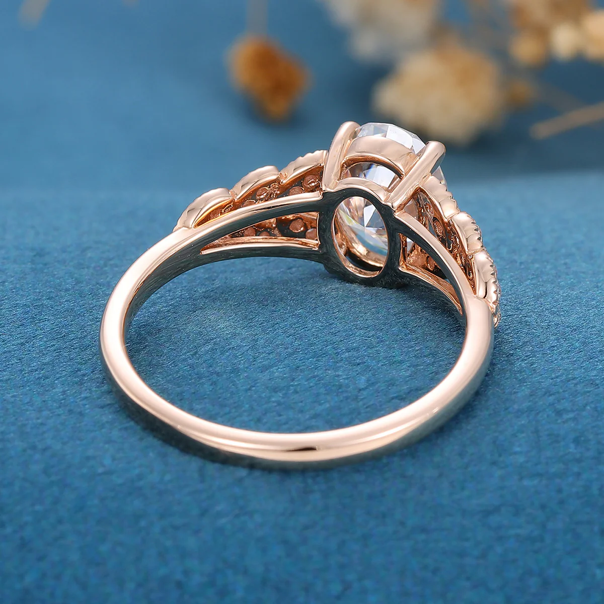 Oval Moissanite  Art deco Engagement ring Bridal Set - Image 6