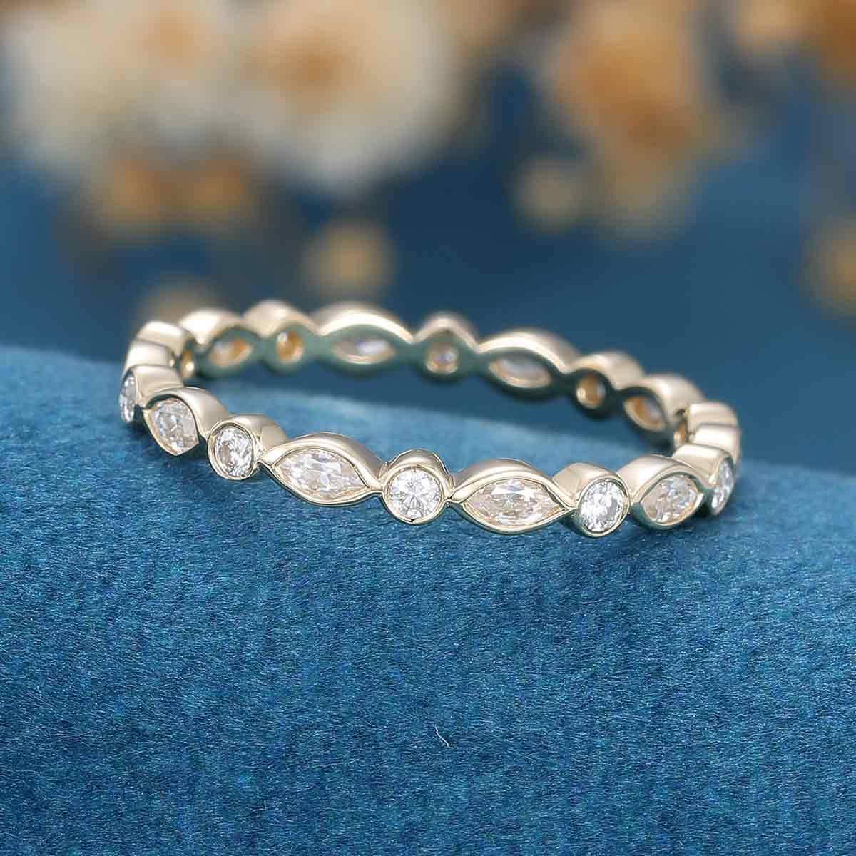 Marquise cut Moissanite | Diamonds Full Eternity Wedding Band - Image 11