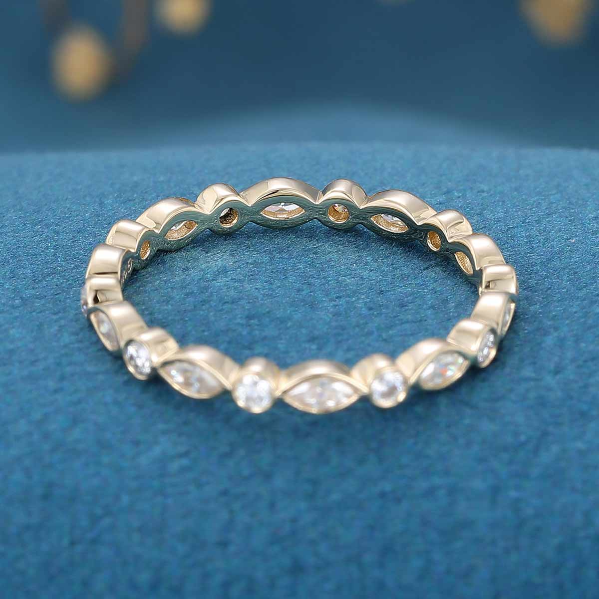 Marquise cut Moissanite | Diamonds Full Eternity Wedding Band - Image 12