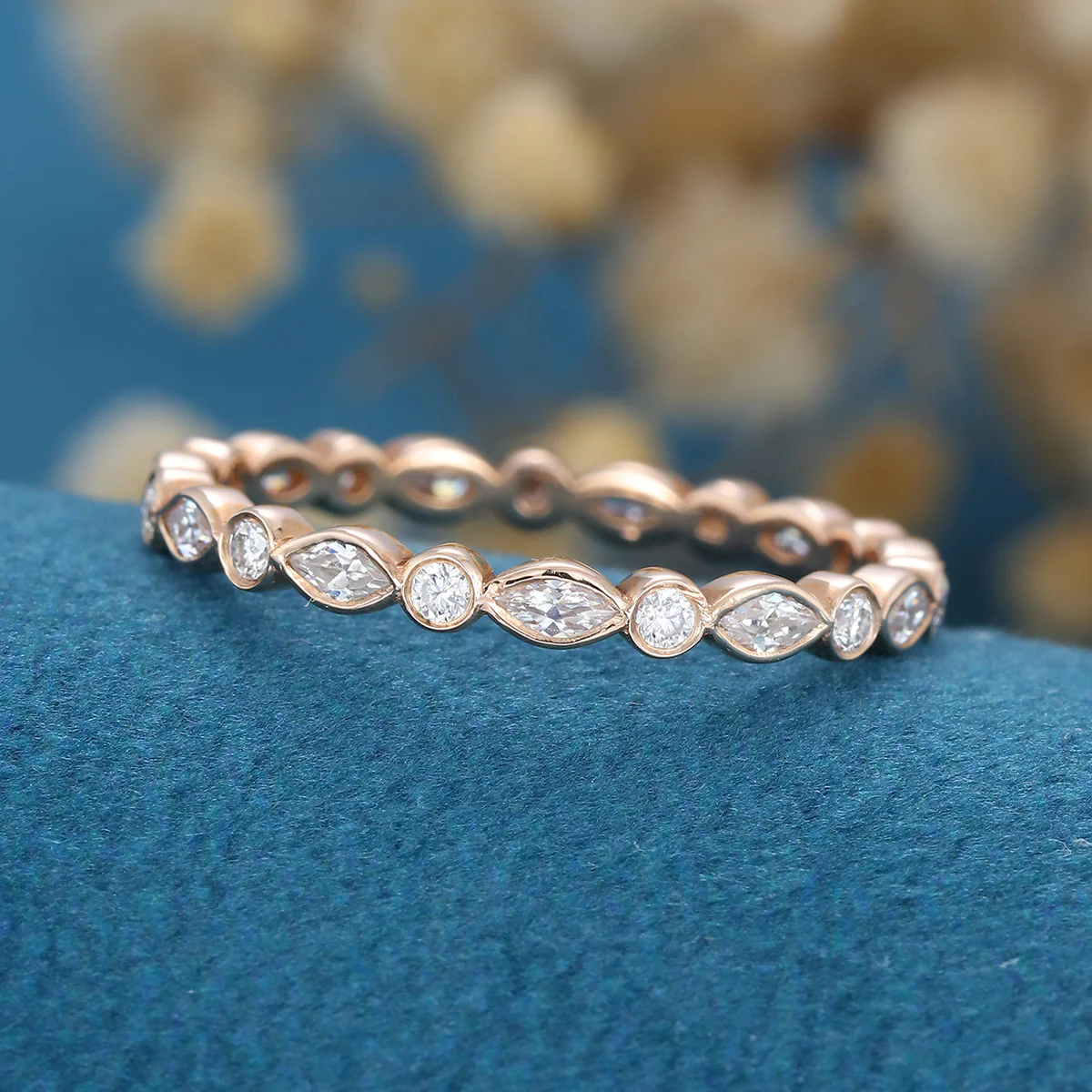 Marquise cut Moissanite | Diamonds Full Eternity Wedding Band - Image 5