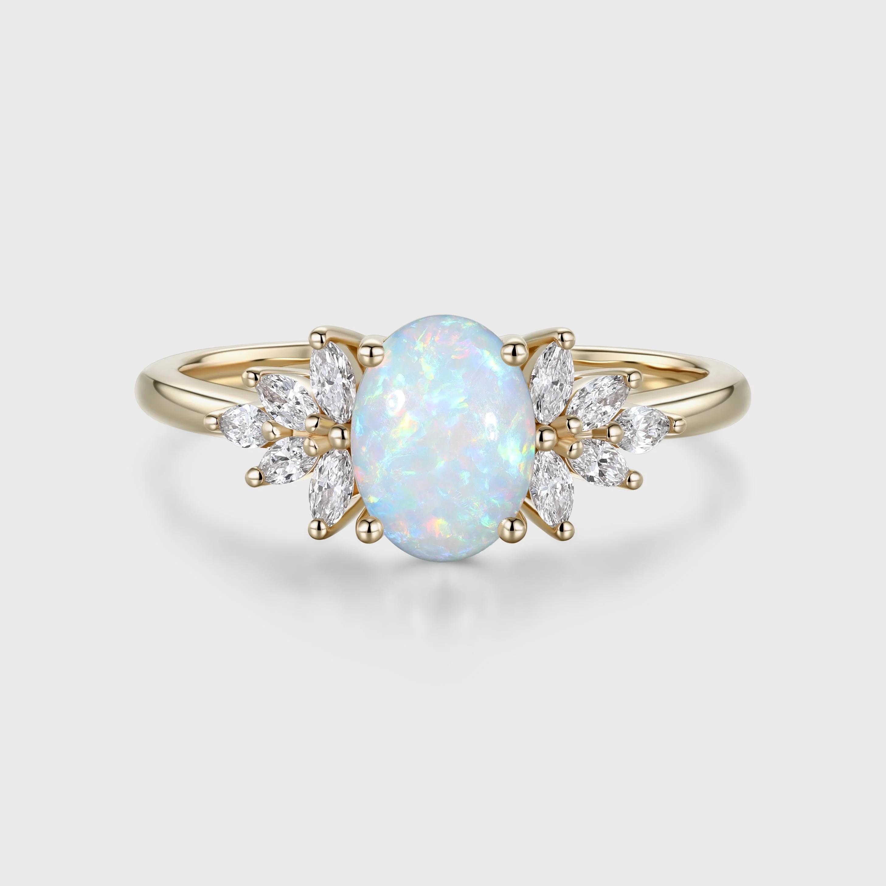 Oval Opal Cluster Engagement ring - Image 3