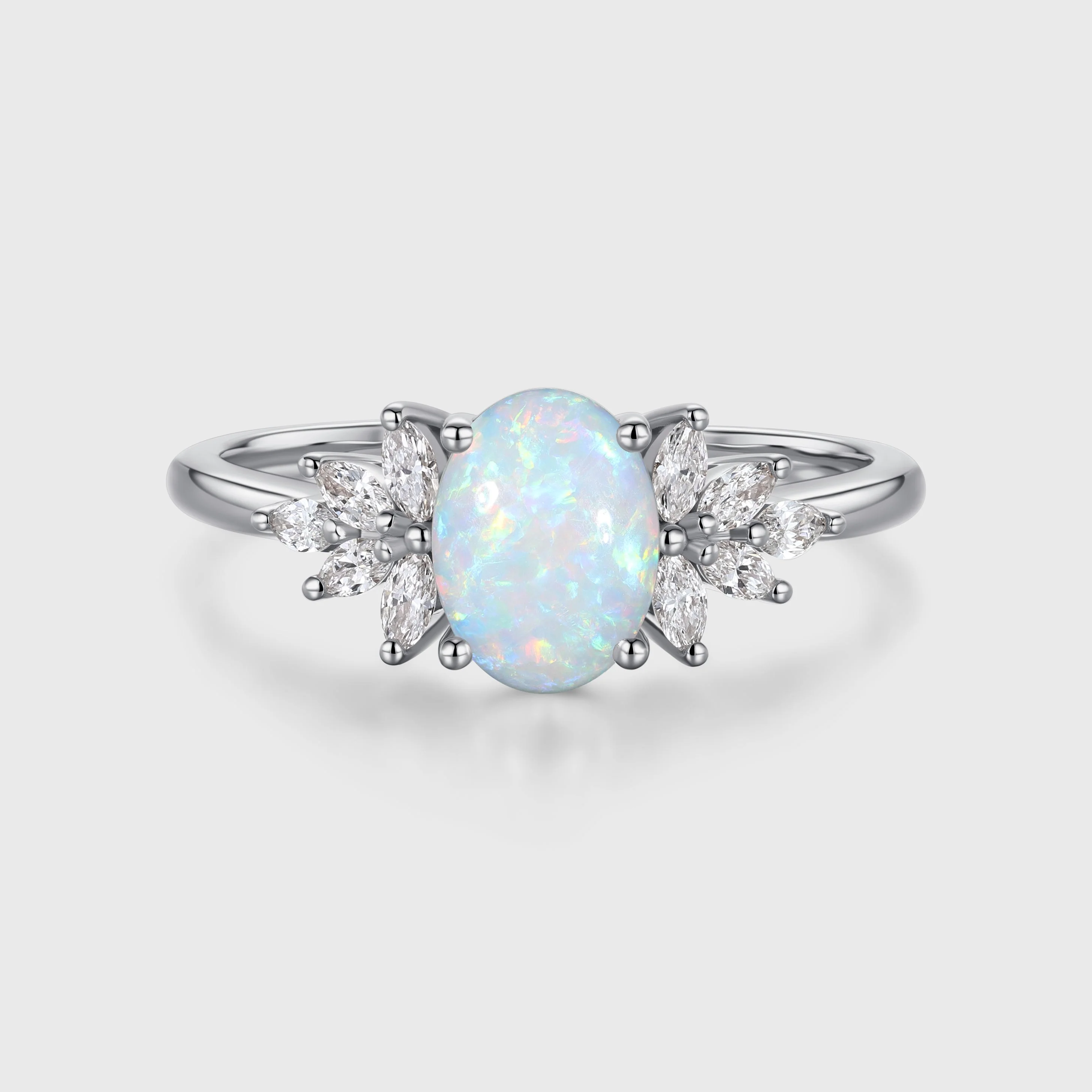 Oval Opal Cluster Engagement ring - Image 4