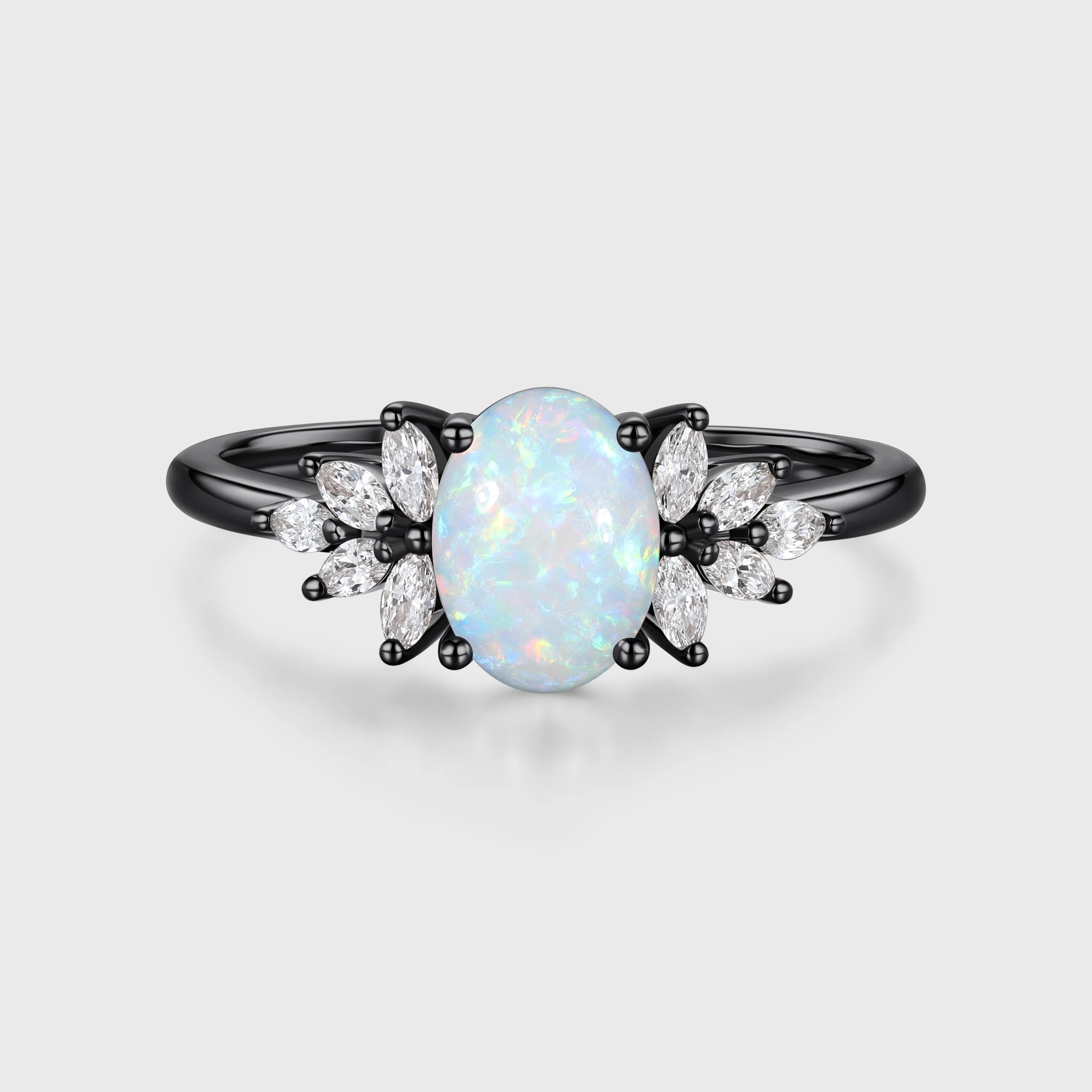 Oval Opal Cluster Engagement ring - Image 5