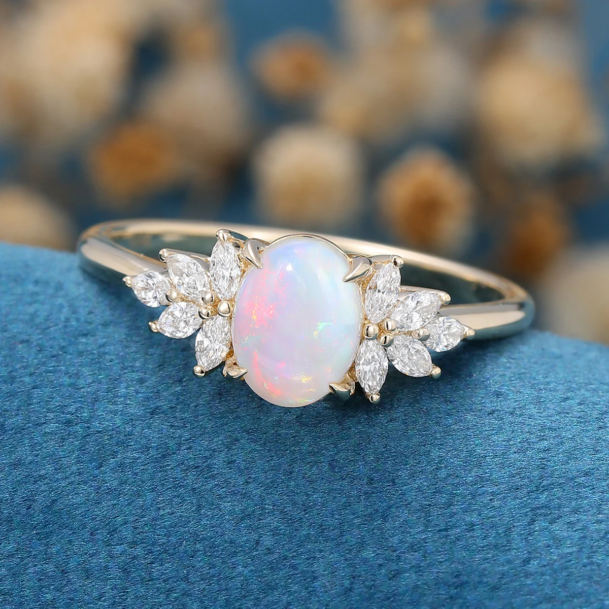 Oval Opal Cluster Engagement ring - Image 8
