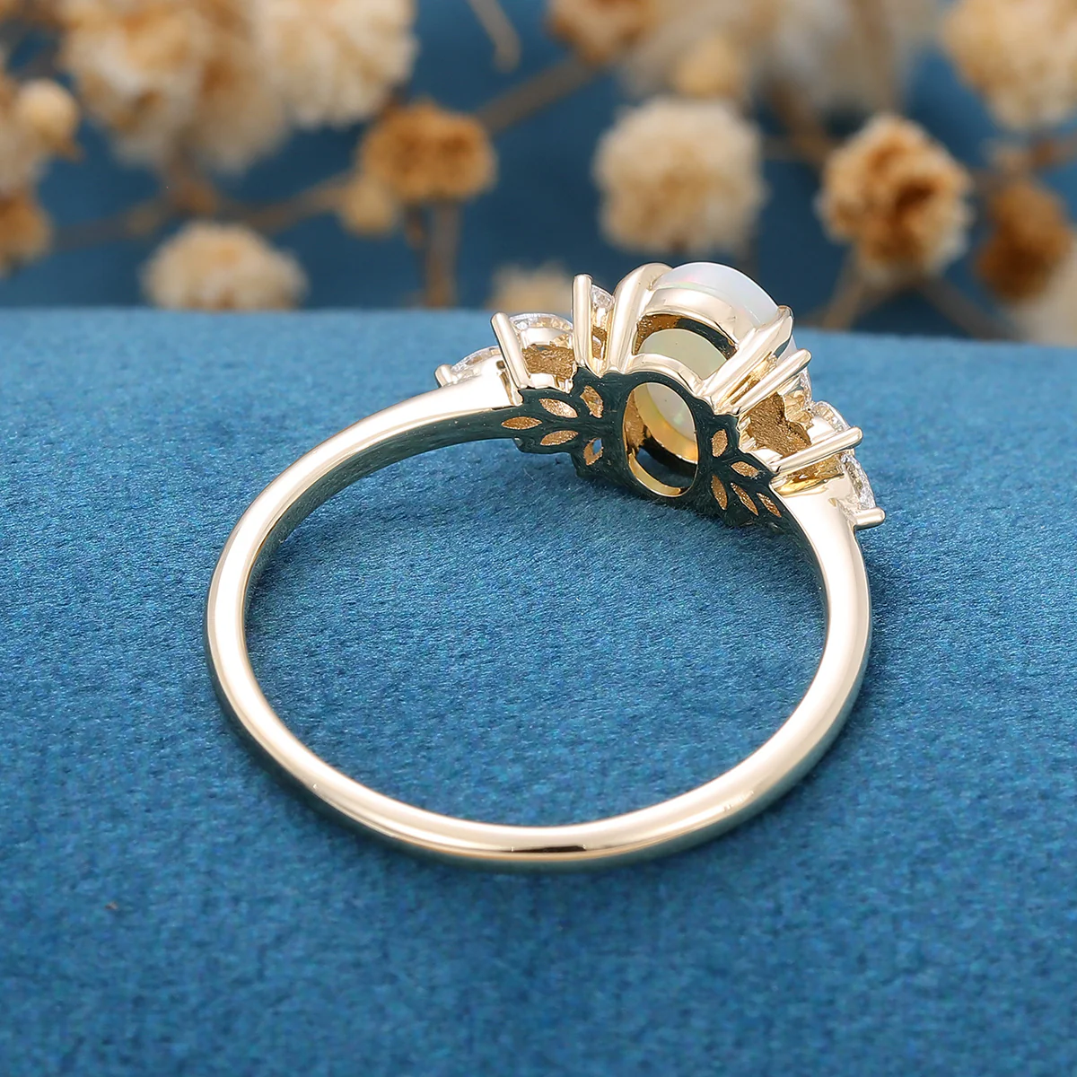 Oval Opal Cluster Engagement ring - Image 9