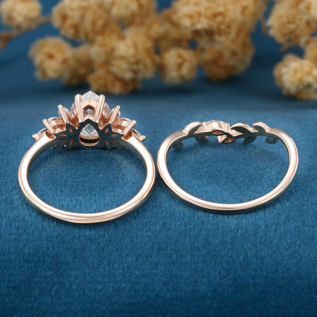 Pear cut Lab Grown Diamond Wedding bridal set - Image 7