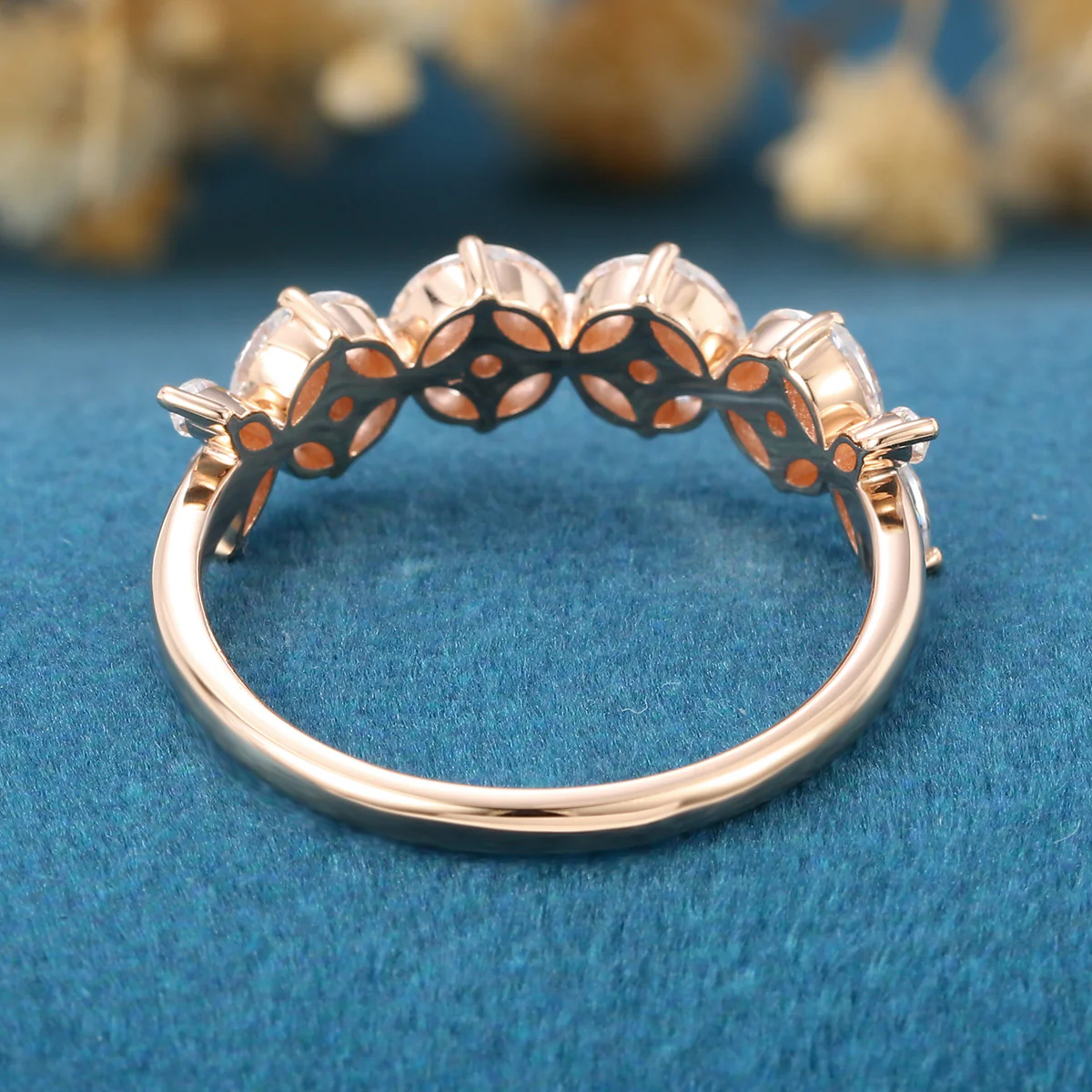 Marquise cut Moissanite | Diamond Half Eternity Wedding Band - Image 6