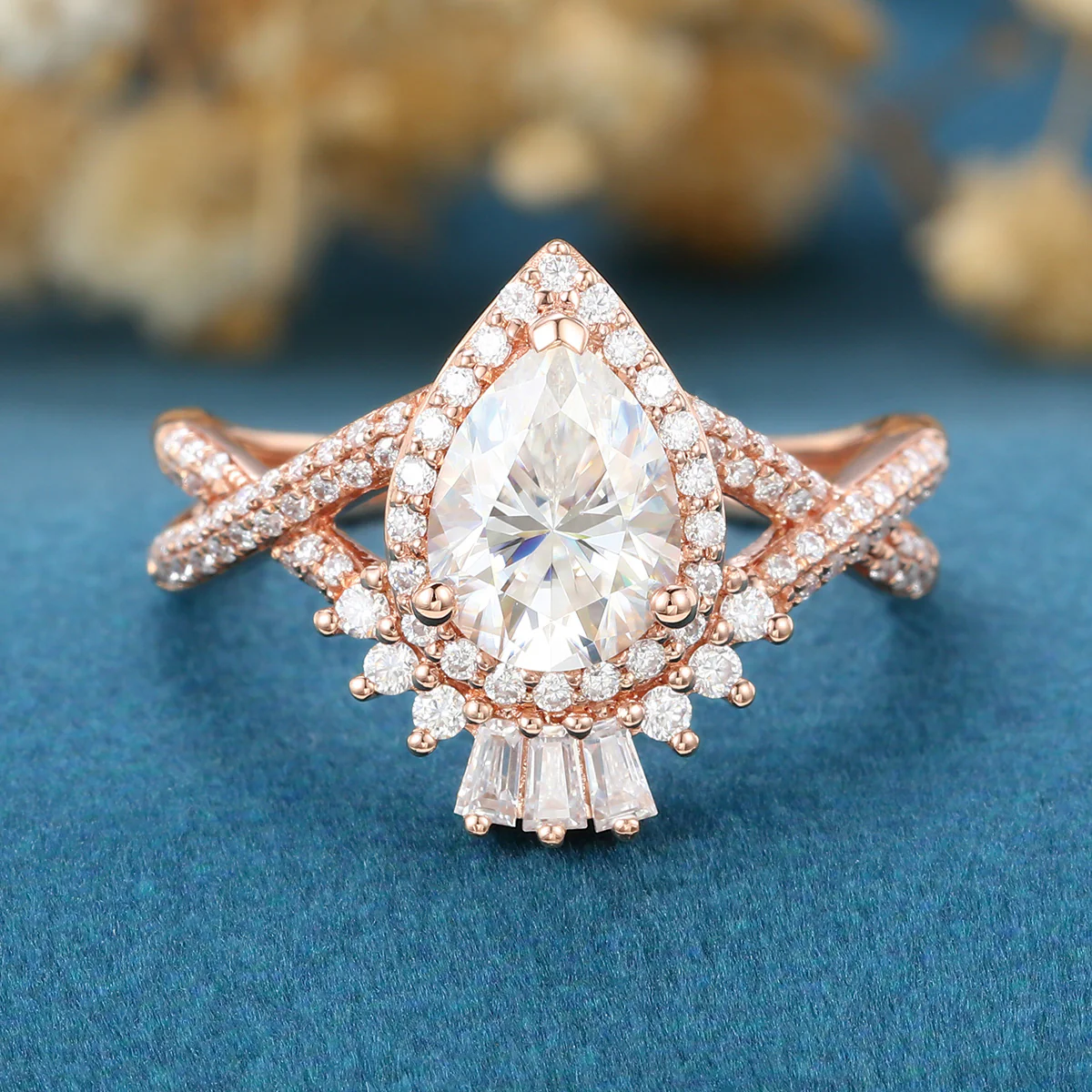 Pear Cut Moissanite Engagement ring - Image 3