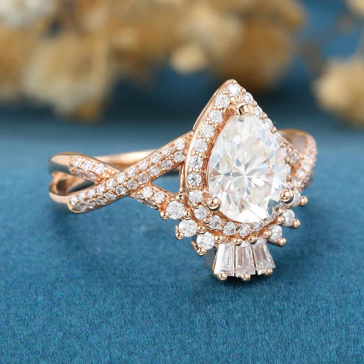 Pear Cut Moissanite Engagement ring - Image 4