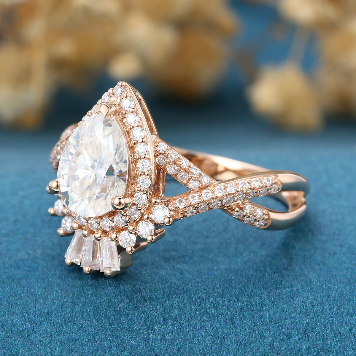 Pear Cut Moissanite Engagement ring - Image 5