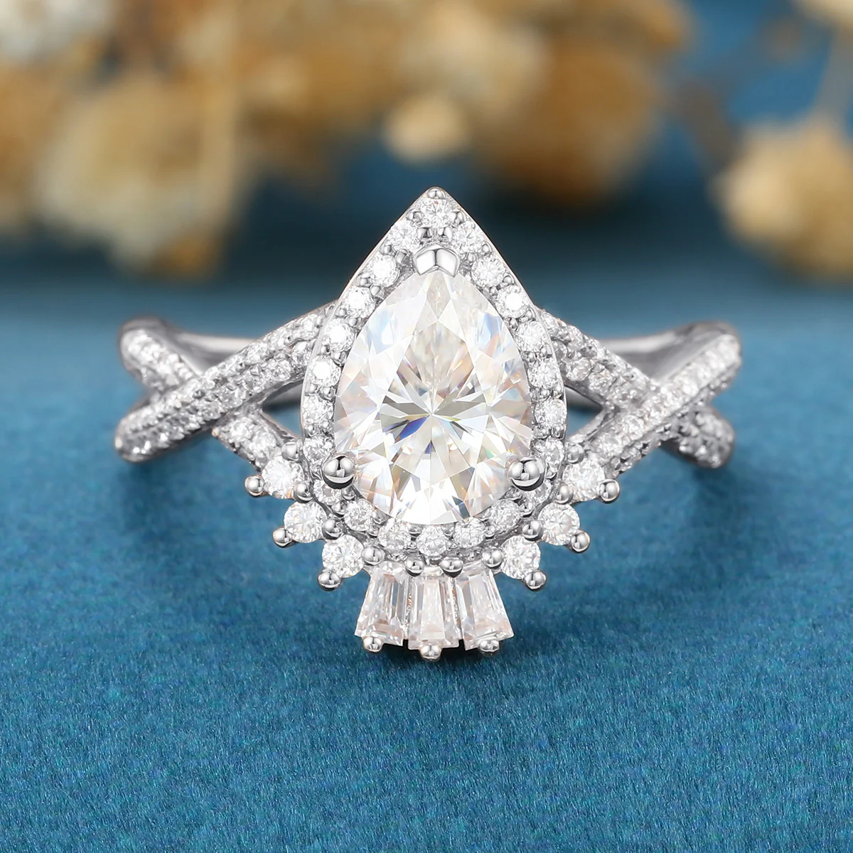 Pear Cut Moissanite Engagement ring - Image 7