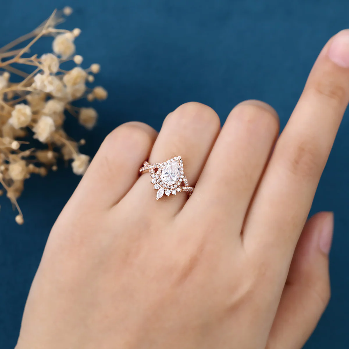 Pear Cut Moissanite Engagement ring - Image 2
