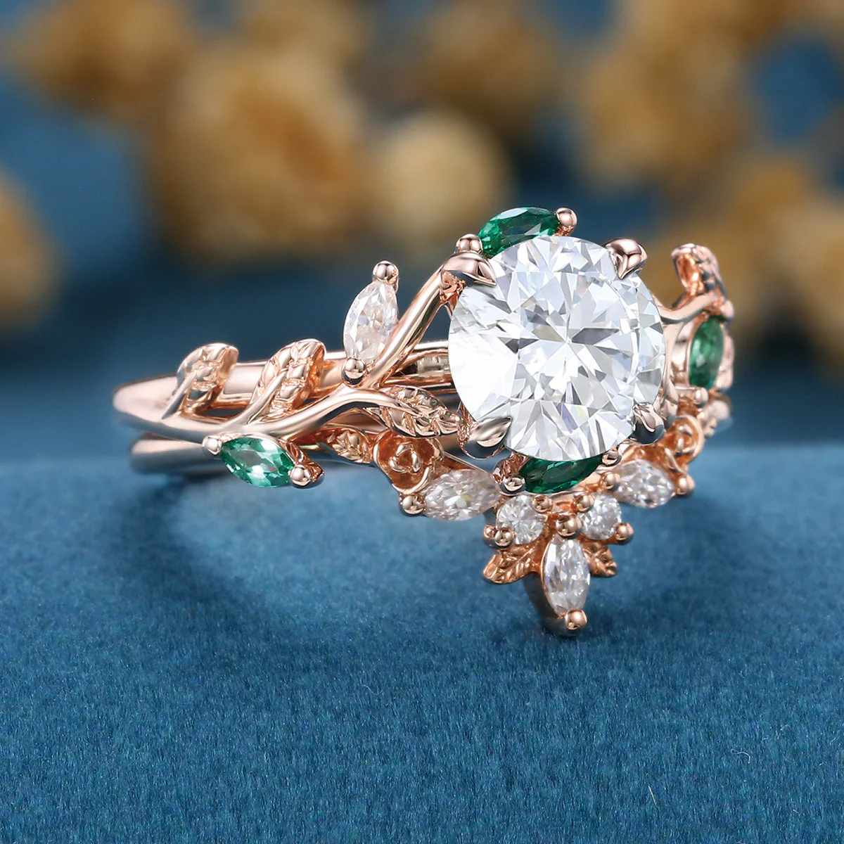 Vintage Round cut Moissanite Wedding Bridal set - Image 5
