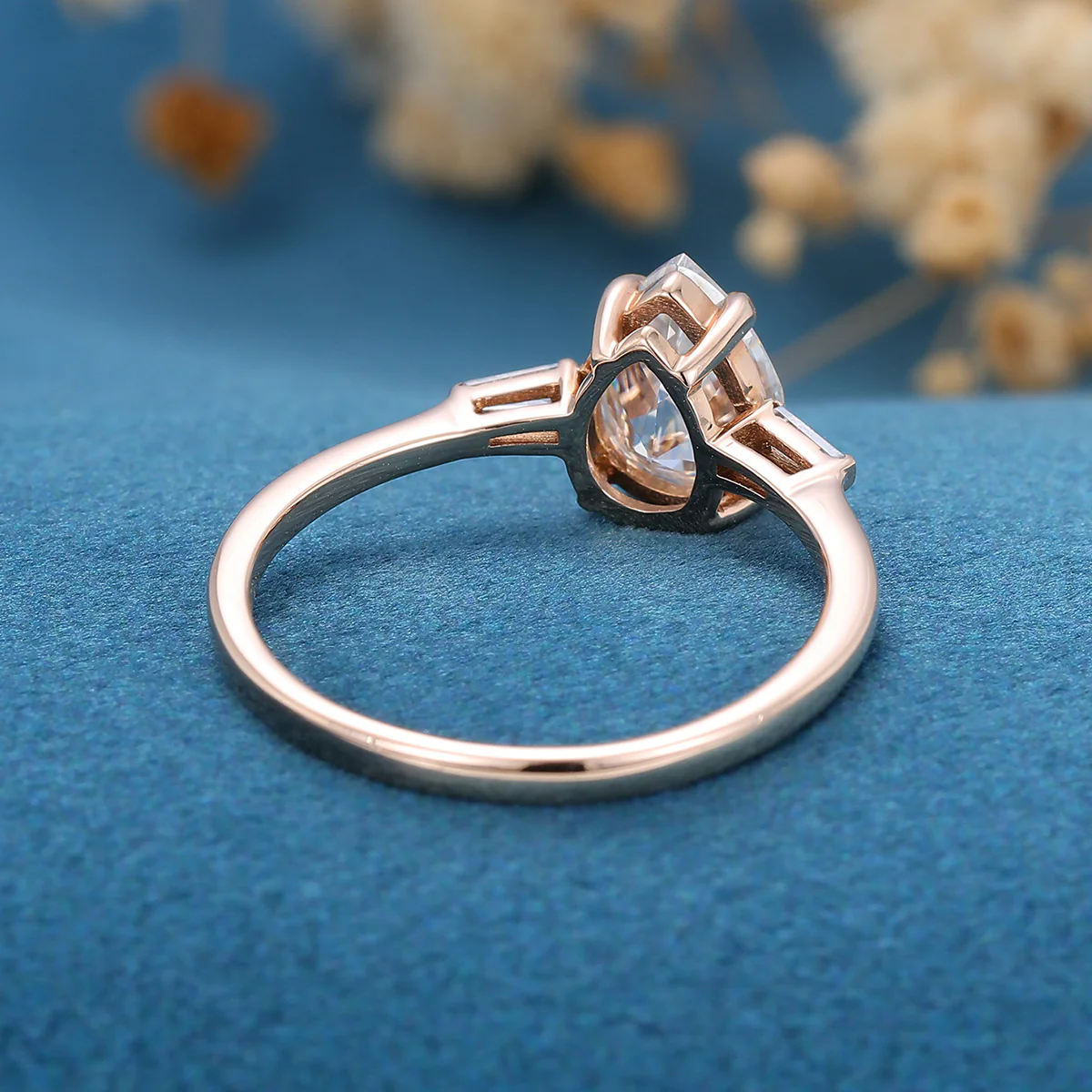 1.2Carat Pear Cut Moissanite | Baguette Diamond Engagement ring - Image 6
