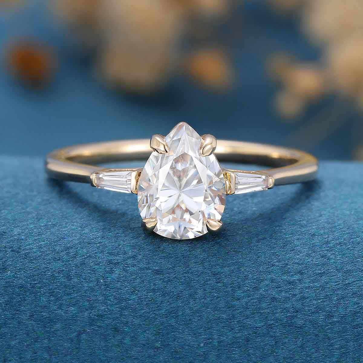 1.2Carat Pear Cut Moissanite | Baguette Diamond Engagement ring - Image 8