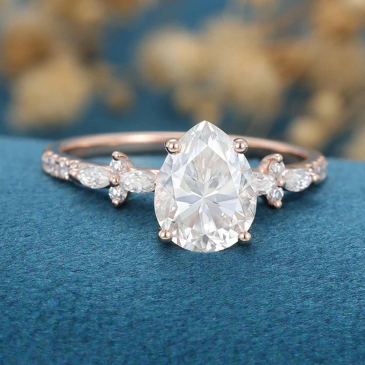 1.5 Carat Pear cut Moissanite Half eternity Engagement ring - Image 3