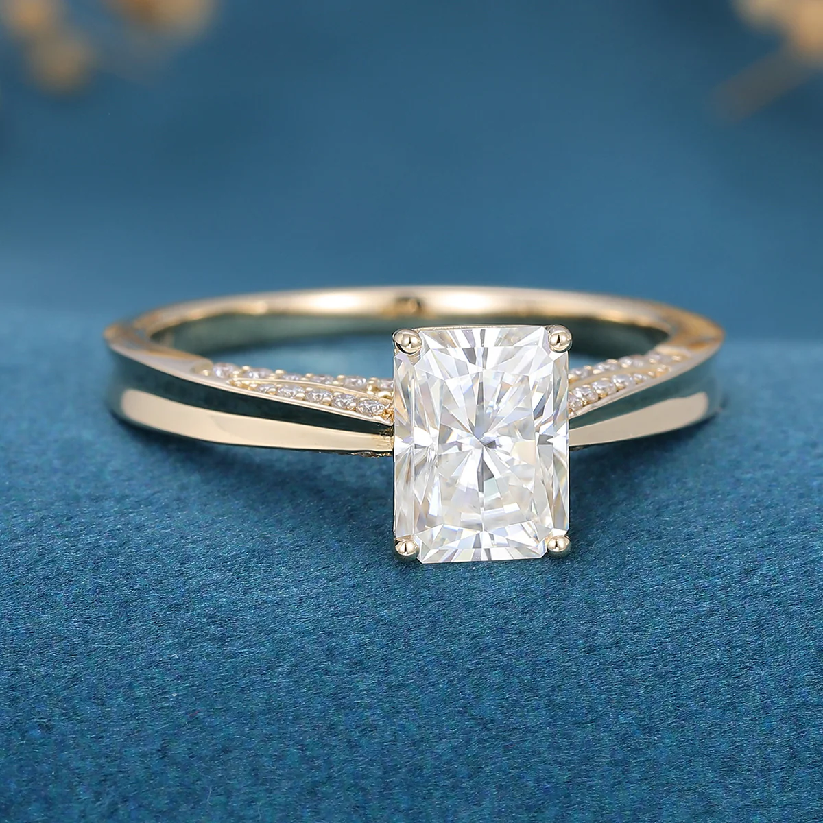 Radiant cut Moissanite Solitaire Engagement Ring - Image 3