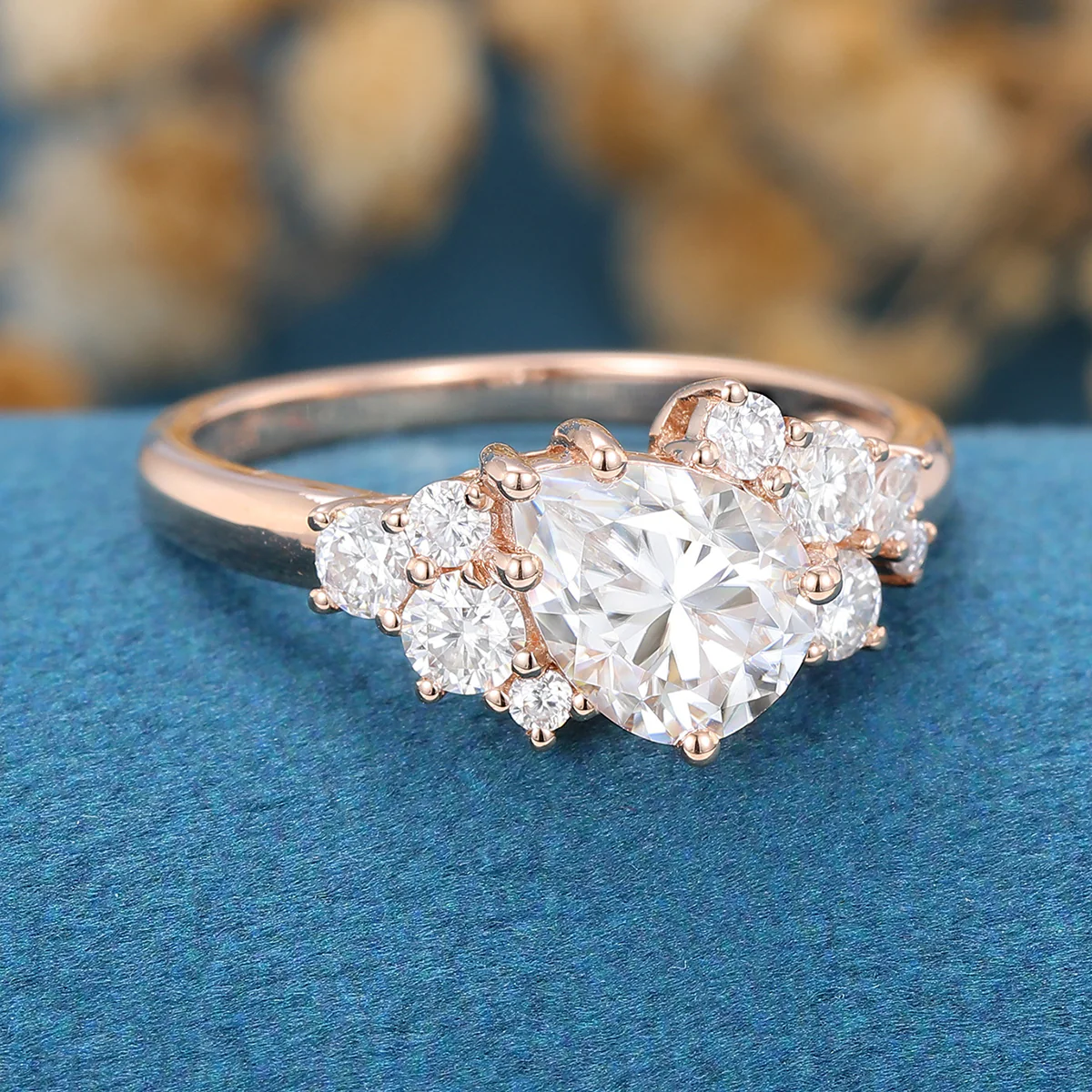 1.2 Carat Vintage Pear shaped Moissanite Cluster Engagement Ring - Image 4