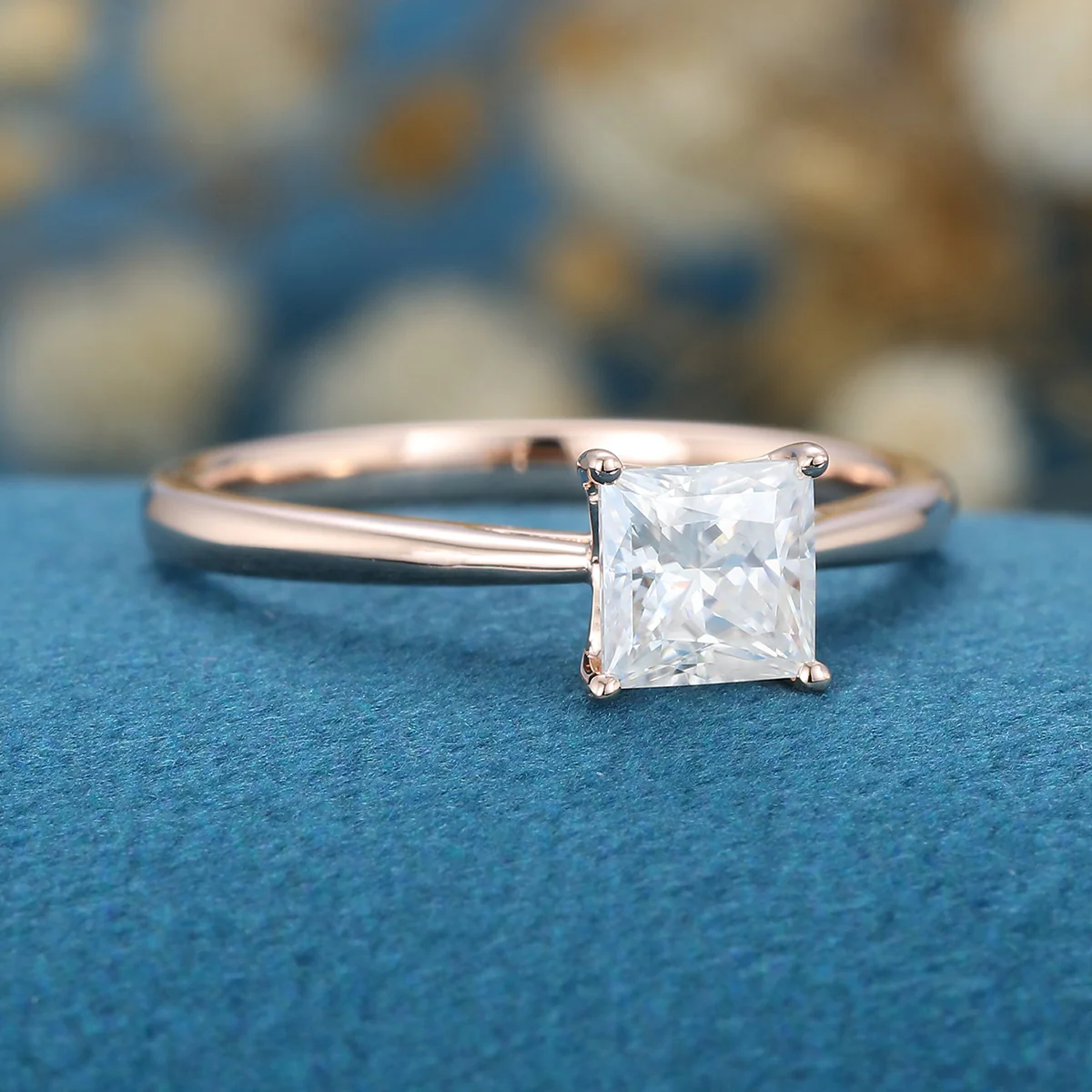 Princess cut Moissanite Solitaire Engagement Ring - Image 4