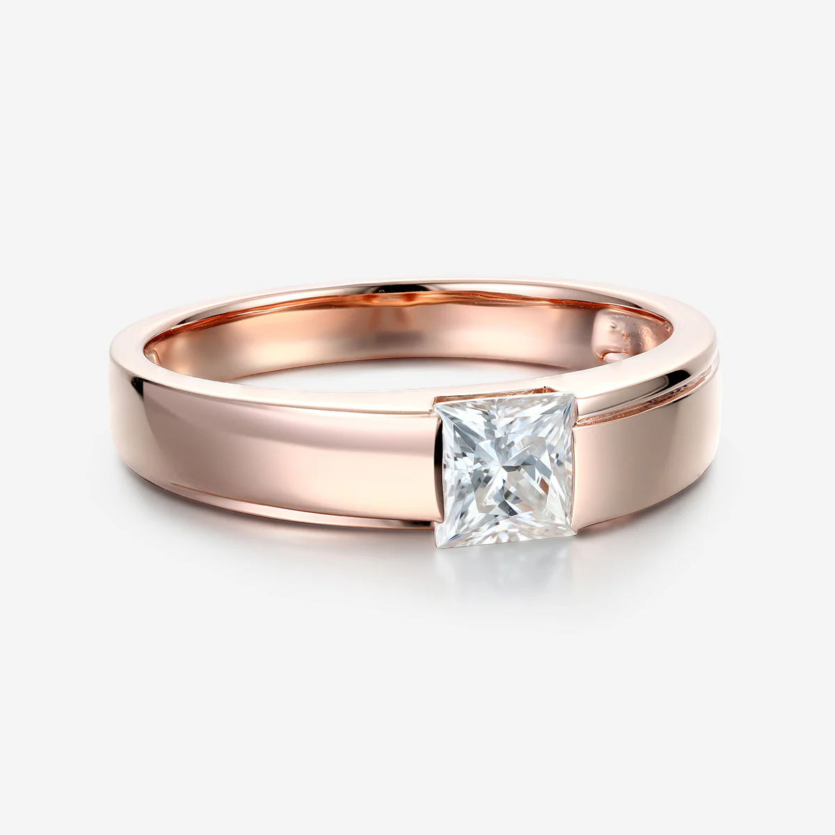 Princess Cut Moissanite Statement Ring • Mens Wedding Band - Image 5