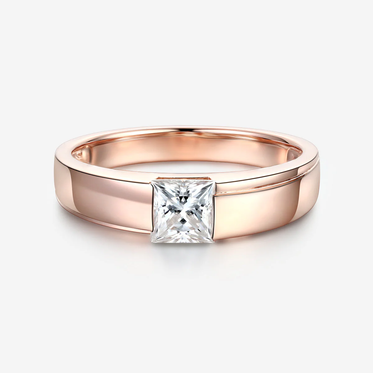 Princess Cut Moissanite Statement Ring • Mens Wedding Band - Image 7