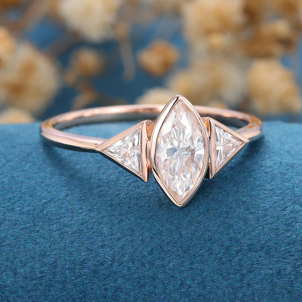Marquise cut Moissanite | Trillion cut Diamond Engagement ring - Image 3