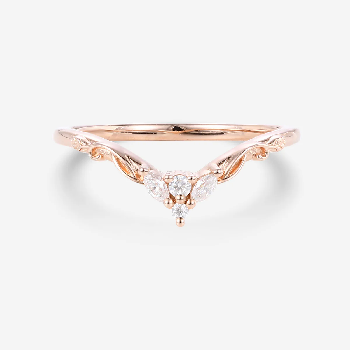 Round cut Moissanite | Natural Diamonds | Lab Grow Diamonds Curved Wedding Band Ring