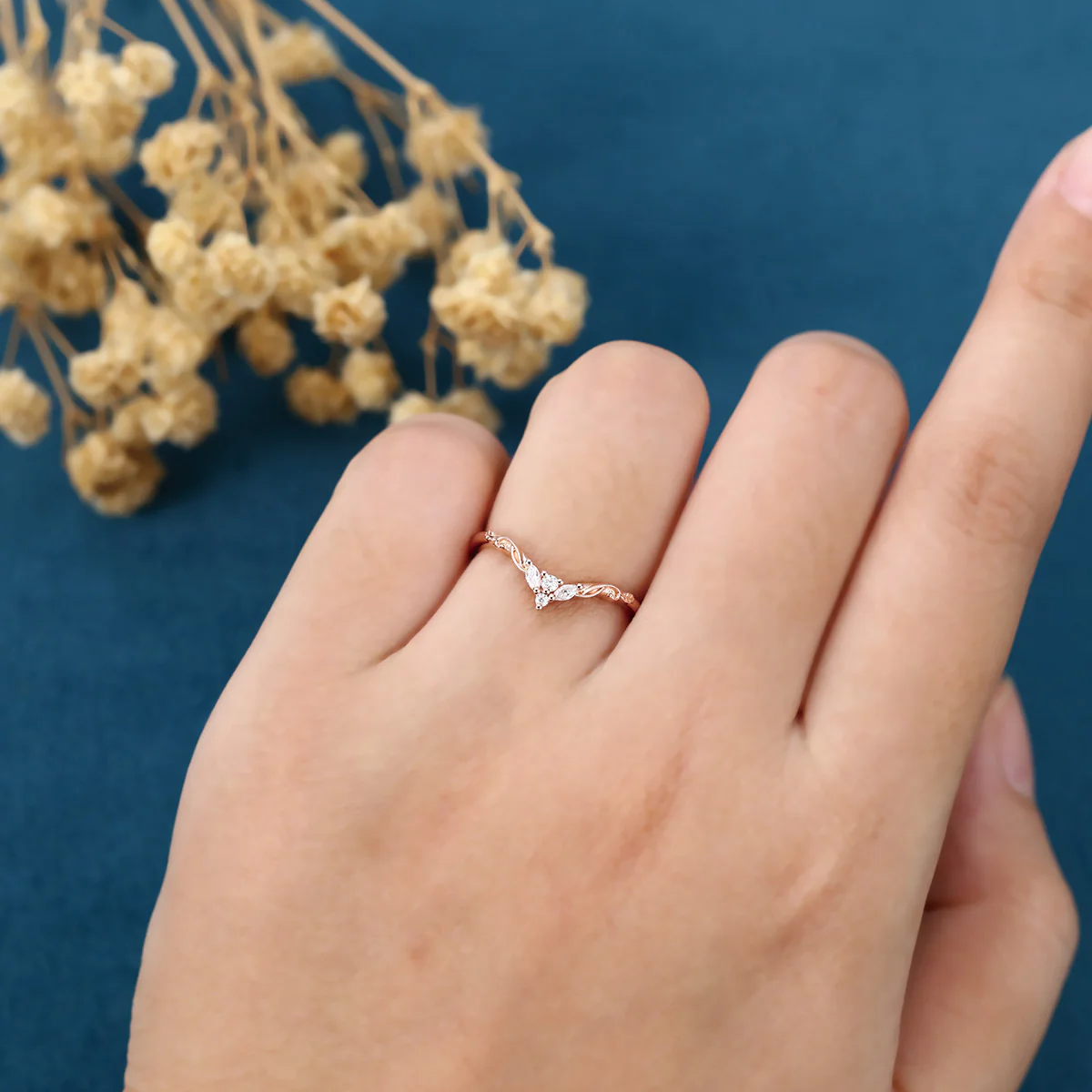 Round cut Moissanite | Natural Diamonds | Lab Grow Diamonds Curved Wedding Band Ring - Image 2