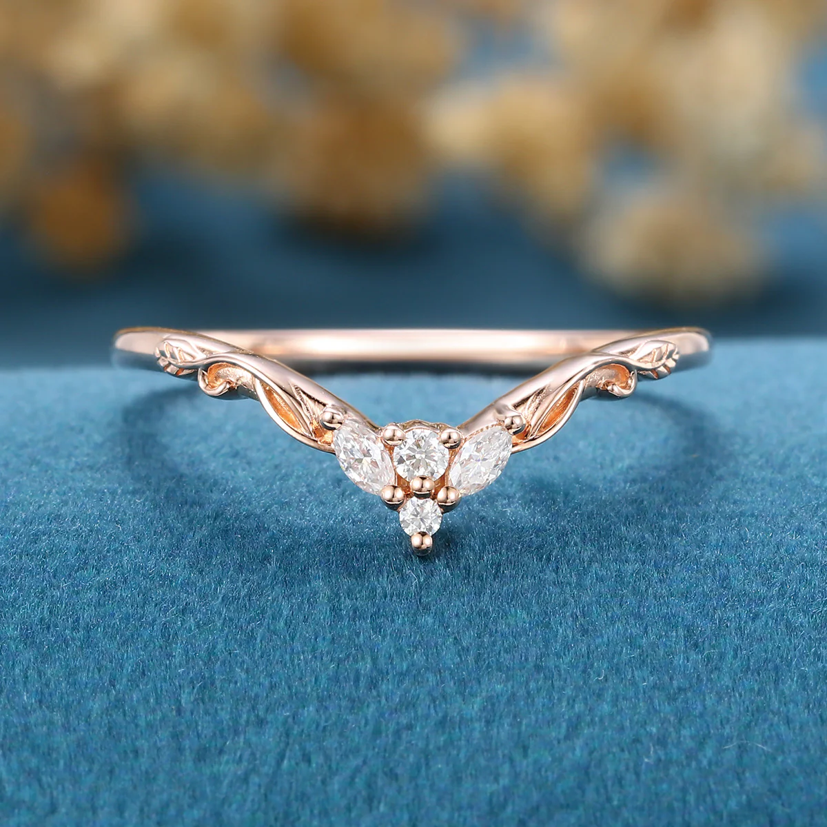 Round cut Moissanite | Natural Diamonds | Lab Grow Diamonds Curved Wedding Band Ring - Image 3