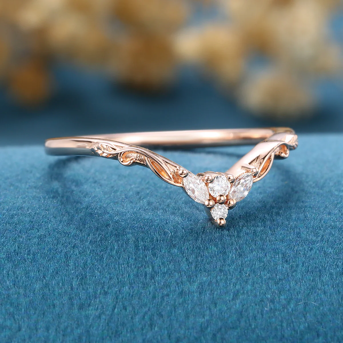 Round cut Moissanite | Natural Diamonds | Lab Grow Diamonds Curved Wedding Band Ring - Image 4