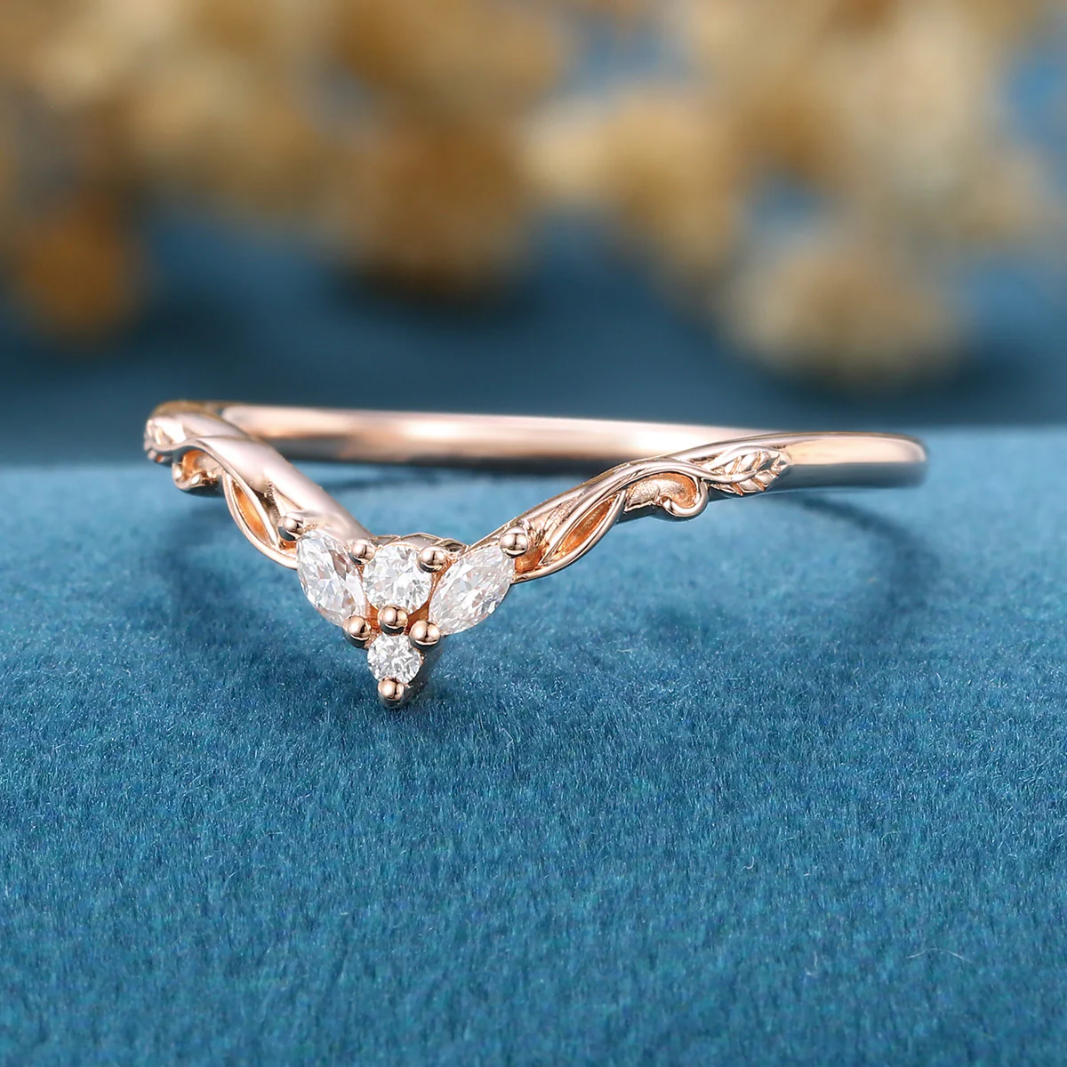 Round cut Moissanite | Natural Diamonds | Lab Grow Diamonds Curved Wedding Band Ring - Image 5