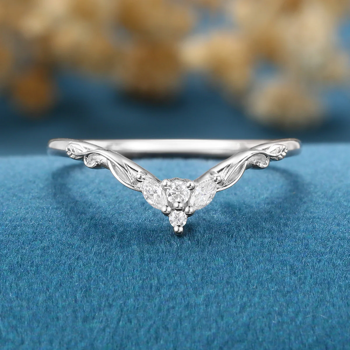 Round cut Moissanite | Natural Diamonds | Lab Grow Diamonds Curved Wedding Band Ring - Image 7