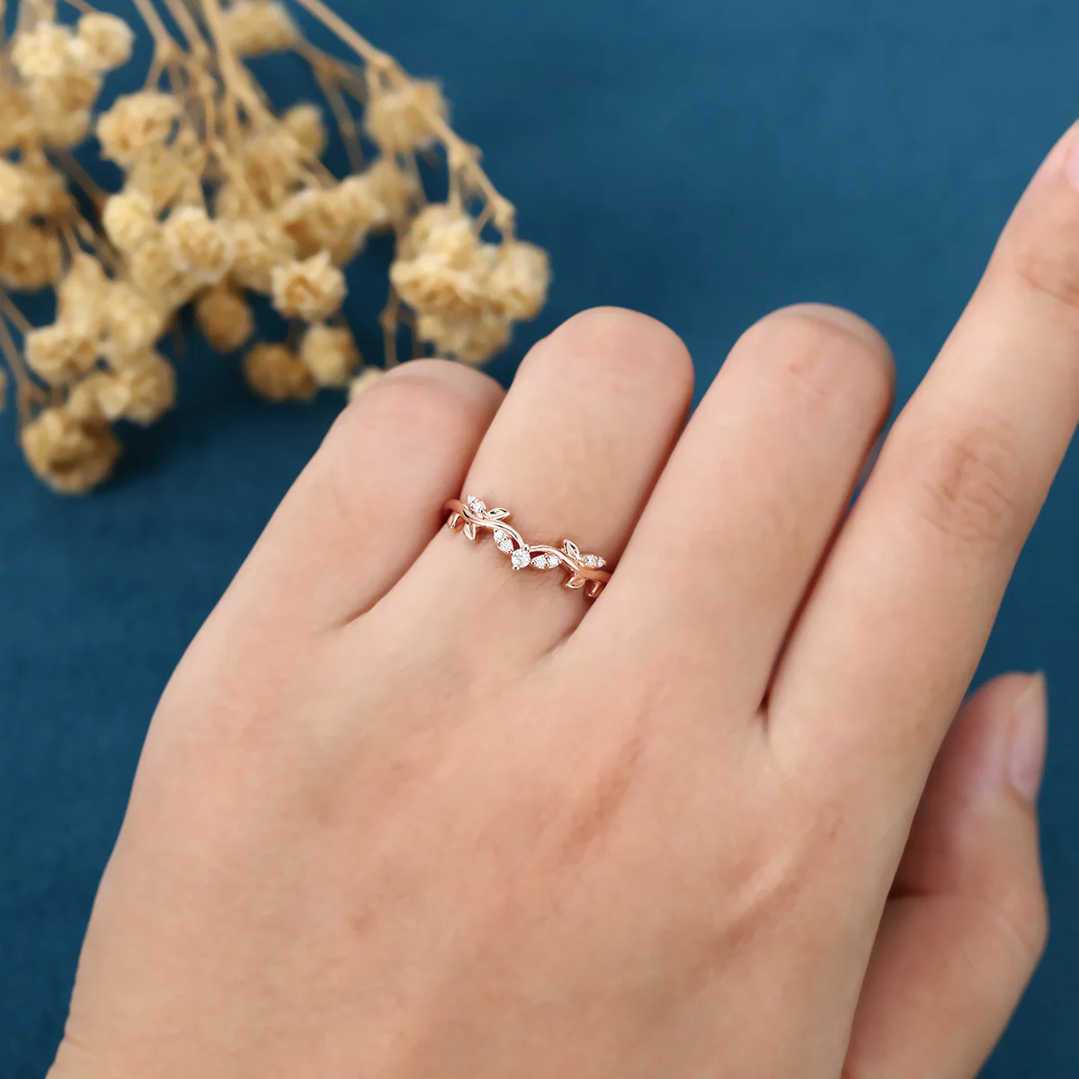 Round cut Moissanite | Natural Diamonds | Lab Grow Diamonds Curved Wedding Band Ring - Image 4