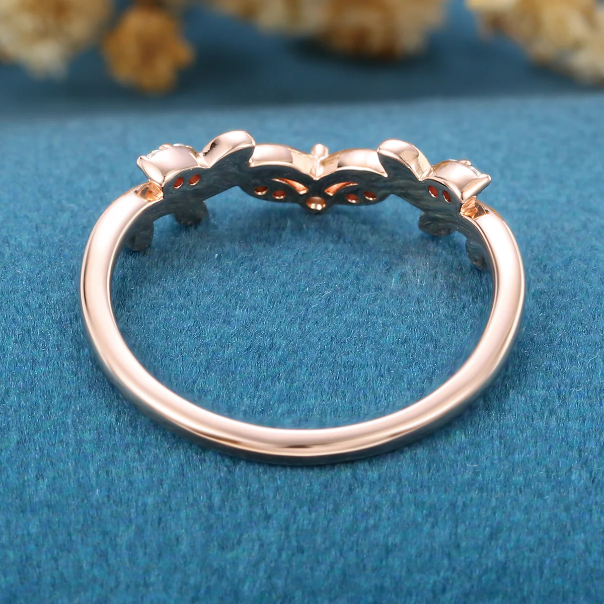 Round cut Moissanite | Natural Diamonds | Lab Grow Diamonds Curved Wedding Band Ring - Image 6