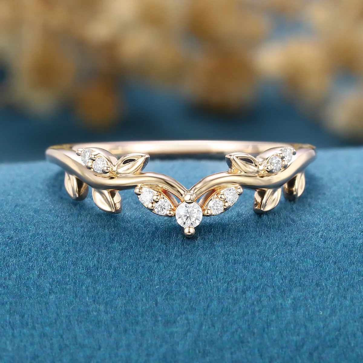 Round cut Moissanite | Natural Diamonds | Lab Grow Diamonds Curved Wedding Band Ring - Image 7