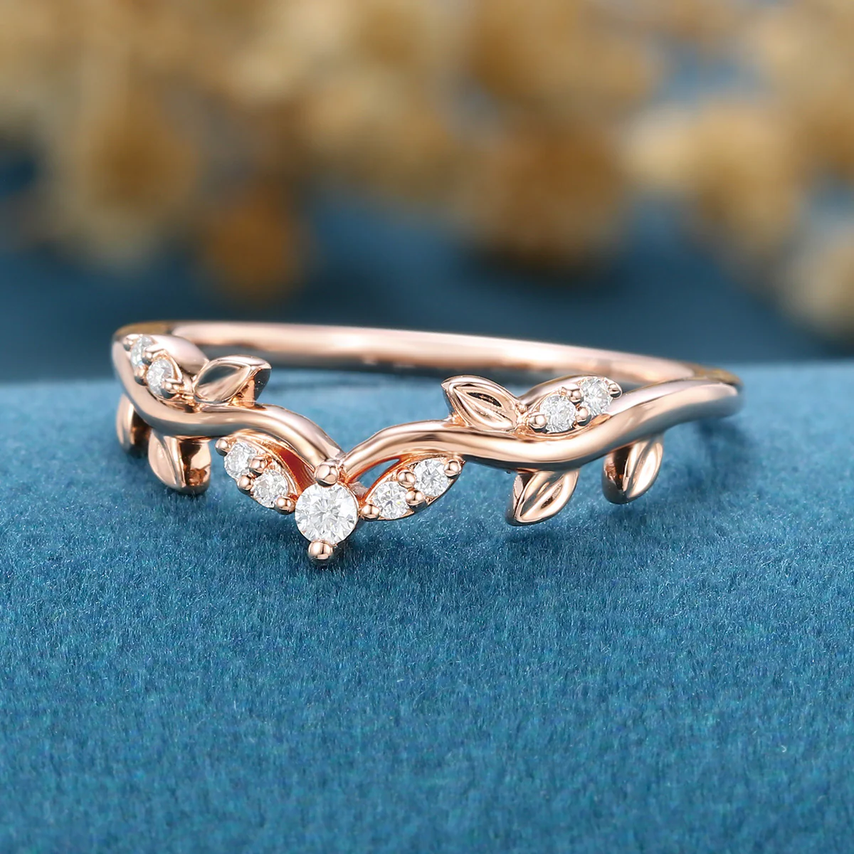 Round cut Moissanite | Natural Diamonds | Lab Grow Diamonds Curved Wedding Band Ring - Image 8