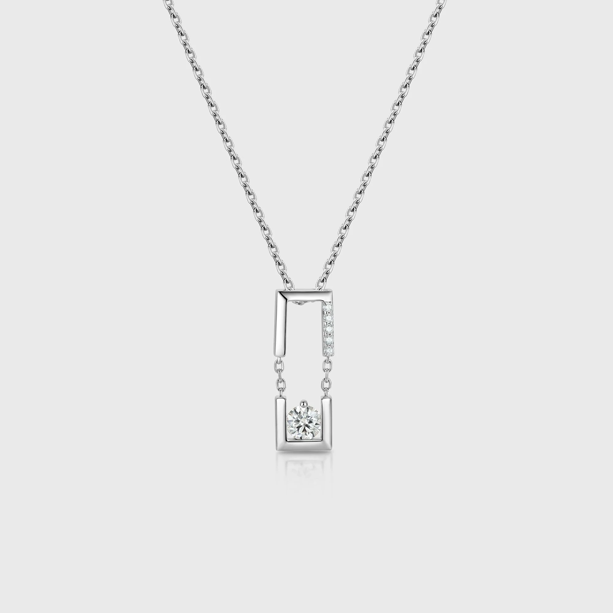 Round cut Moissanite Pendant Necklace with Diamonds Halo Accents - Image 7