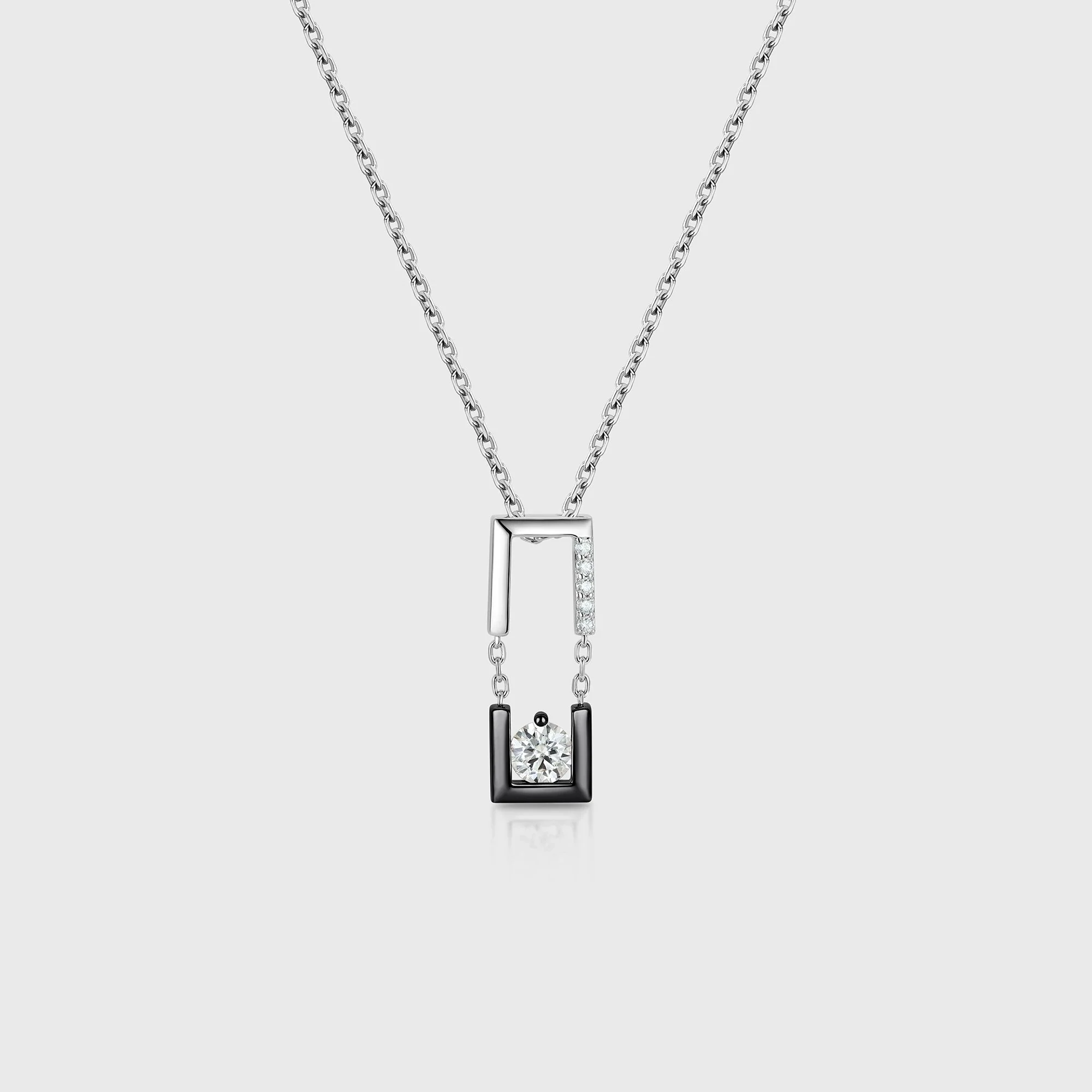 Round cut Moissanite Pendant Necklace with Diamonds Halo Accents - Image 8