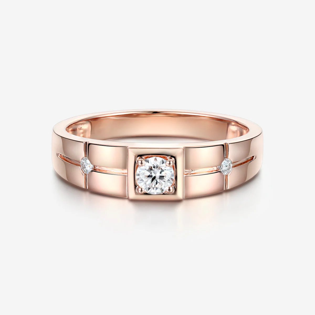 Round Cut Moissanite Statement Ring • Mens Wedding Band - Image 4