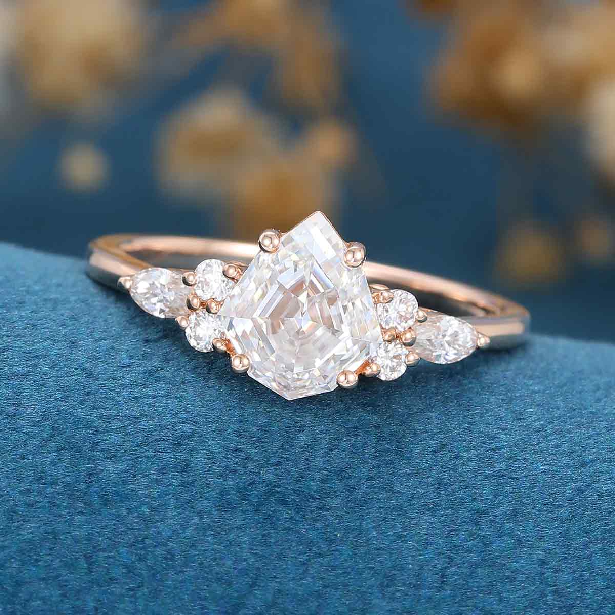 Shield cut Moissanite Engagement Ring Anniversary gift - Image 3