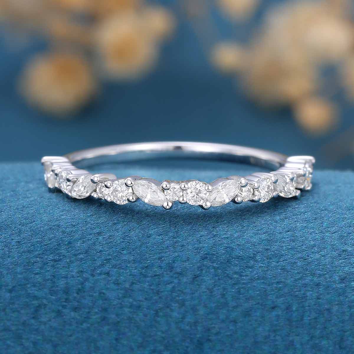 Moissanite | Diamond Half Eternity Wedding Band - Image 7