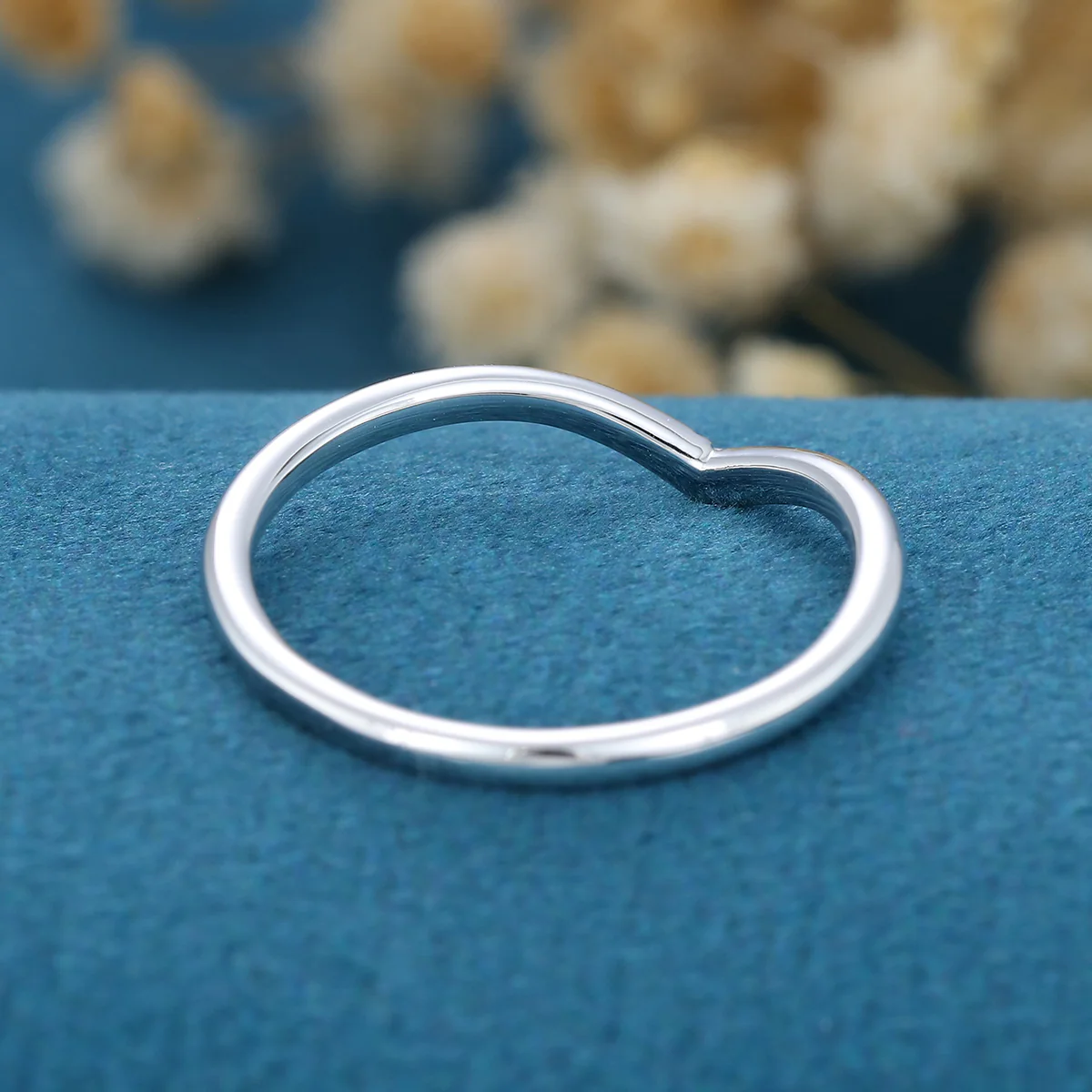 Diamond Curved Wedding Band Ring Matching Engagement ring - Image 5