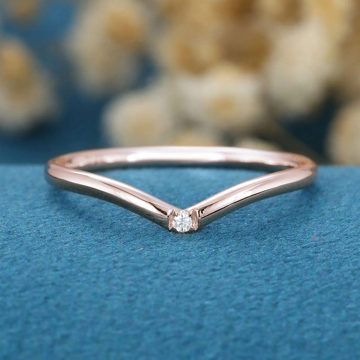 Diamond Curved Wedding Band Ring Matching Engagement ring - Image 7